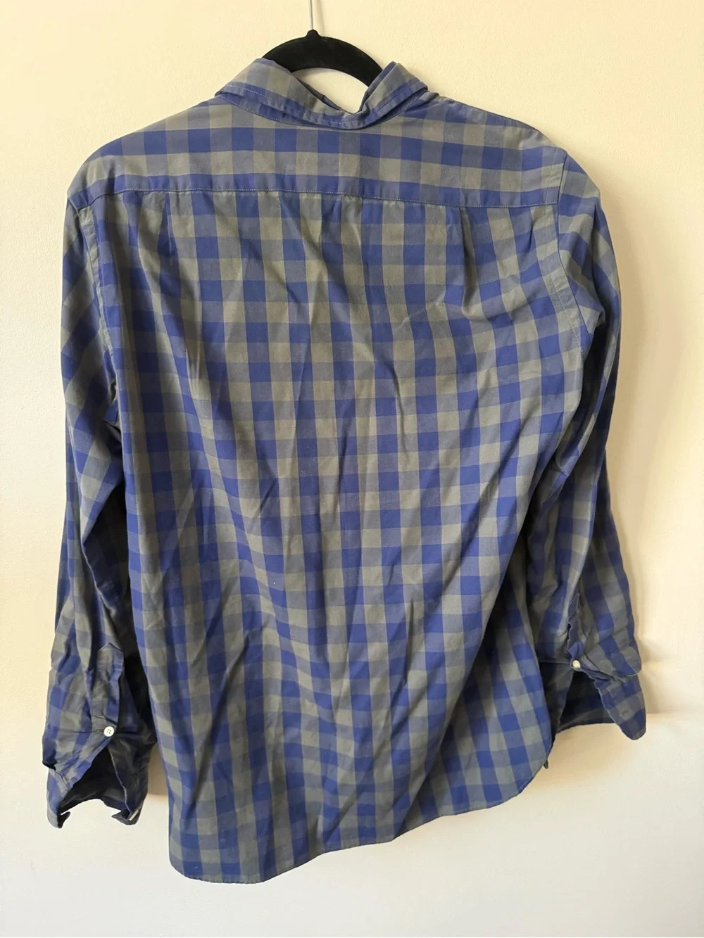 J.Crew Men’s Slim Fit Blue Gray Gingham Check Shirt 100% Cotton S